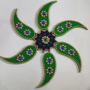 Zupppy Home Decor Hand Crafted Decorative Blocks-Diwali-Rangoli-Navratri-Green