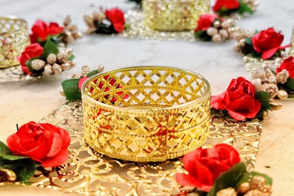 Zupppy Diyas & Candles Exquisite Diwali Decoration Set – Metal & Paper Flower Diya Décor for Festive Home Styling