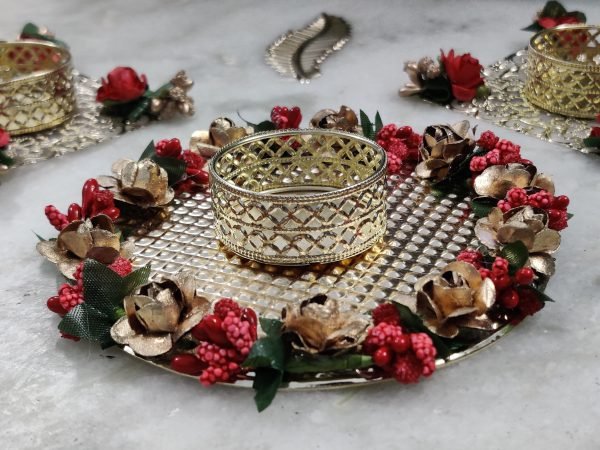 Zupppy Diyas & Candles Exquisite Diwali Decoration Set – Metal & Paper Flower Diya Décor for Festive Home Styling