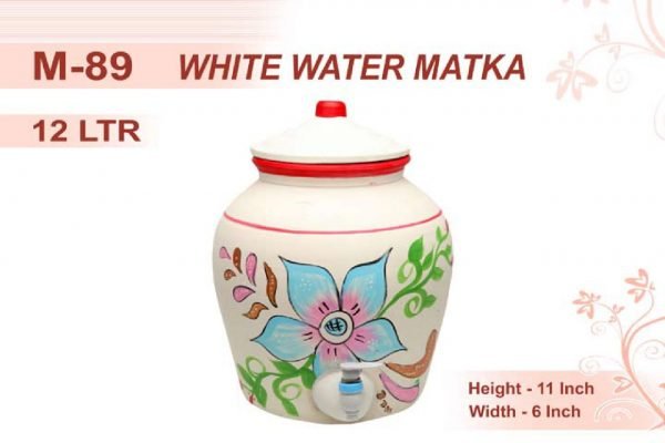 Zupppy Crockery & Utensils Traditional Terracotta White Water Matka – 15 Ltr Capacity