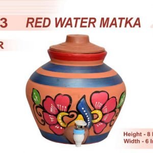 Zupppy Crockery & Utensils Beautiful Painted Water Matka for Hotels, Resorts, Home | Traditional Red Mitti Matka – 8 Inch, 8 Ltr