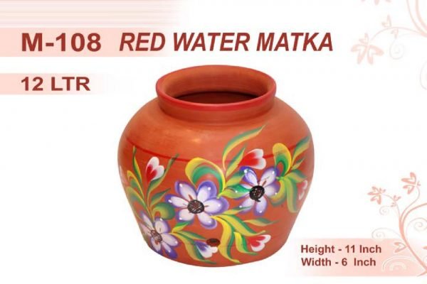 Zupppy Crockery & Utensils Red Design Water Matka – Handmade Terracotta Clay Pot | Zupppy