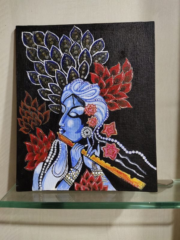 Zupppy Art & Craft Acrylic Canvas Painting of Lord Krishna