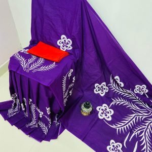 Zupppy Apparel Colorful Hand Printed Cotton Saree