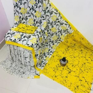 Zupppy Apparel Cotton Linen Dress Material In Yellow Color