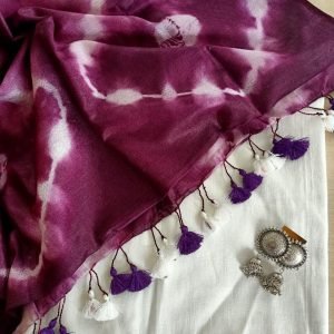 Zupppy Apparel Cotton Linen Dress Material In Violet Color