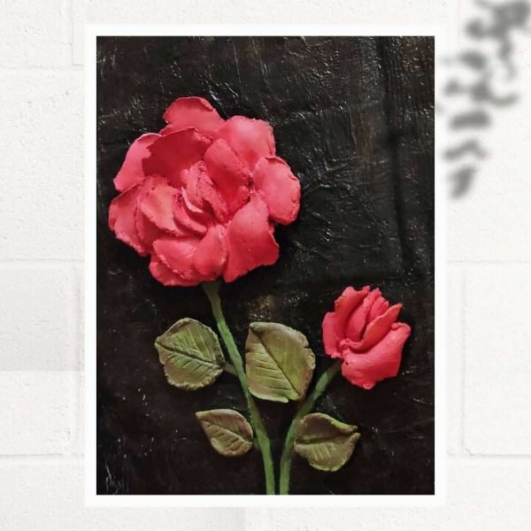 Zupppy Art & Craft 3D Rose Clay Sculpture – Elegant Handmade Rose Art for Home & Office Décor