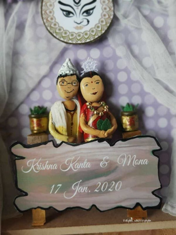 Zupppy Art & Craft Customized Bengali Couple Wedding Pebble Art – Personalized Home Décor Masterpiece!