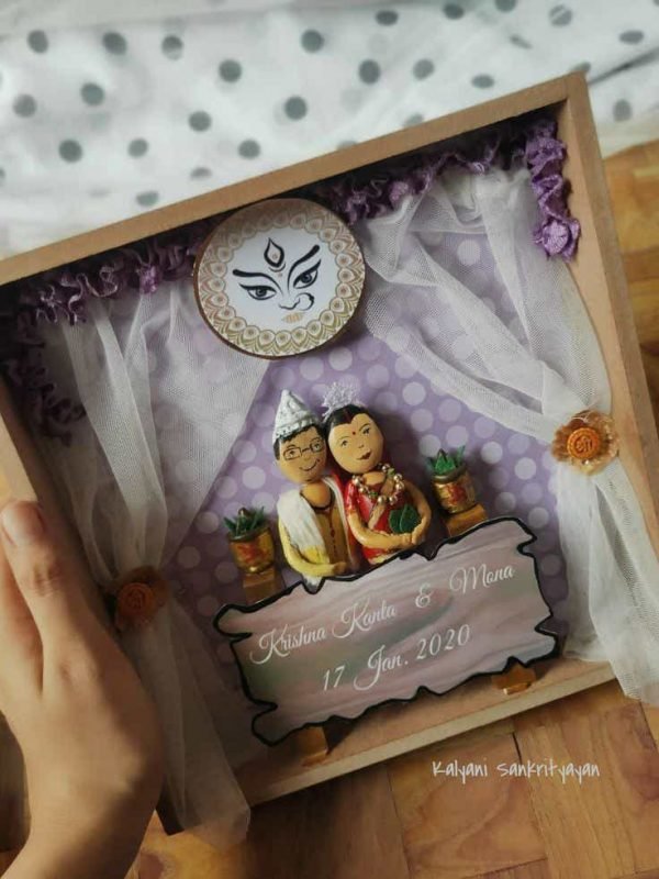 Zupppy Art & Craft Customized Bengali Couple Wedding Pebble Art – Personalized Home Décor Masterpiece!