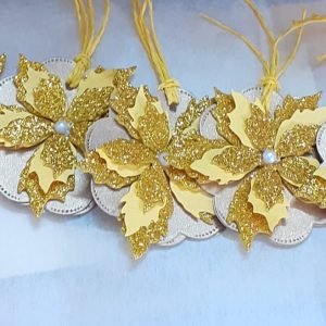 floral golden gift tag