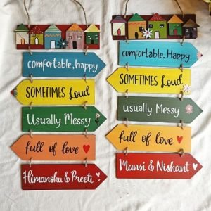Zupppy Home Decor Wall hanging name plate with tiny huts
