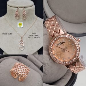 Zupppy Accessories Gold Plated Jewellery Set With Watch Online | Zupppy