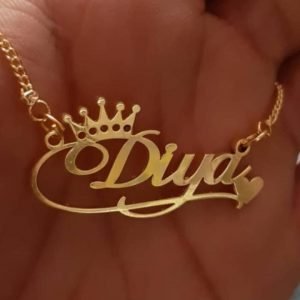 Zupppy Accessories Classic Name Pendant With Crown And Heart