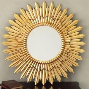 Zupppy Home Decor Sun-Shaped Circular Metal Wall Art with Mirror – Functional Elegance for Your Home!