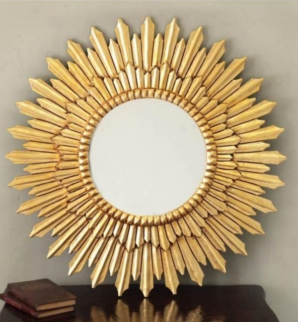 Zupppy Home Decor Sun-Shaped Circular Metal Wall Art with Mirror – Functional Elegance for Your Home!