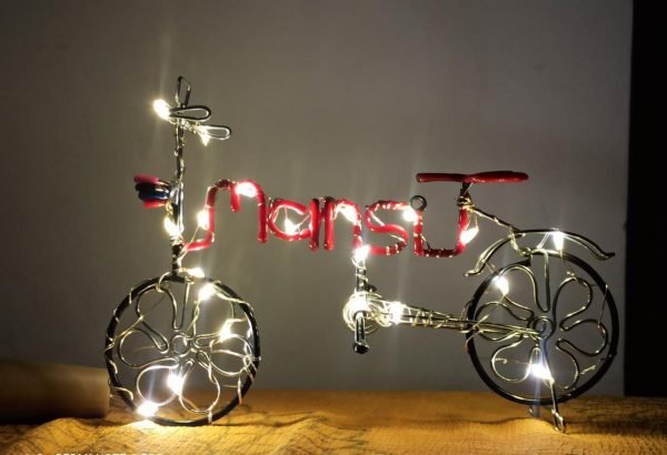 Zupppy Home Decor Single name wire cycle with led lights