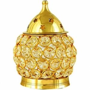Zupppy Handmade Products Crystal look Brass Made Akhand Diya Stand