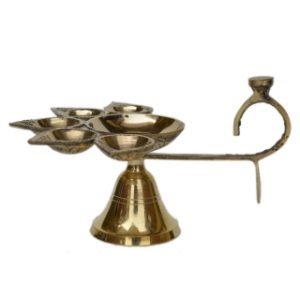Zupppy Handmade Products Brass Made Diya with Peacock Figure