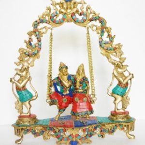 Zupppy Home Decor Handcrafted Radha Krishna Swing Statue Made of Brass