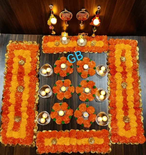 Zupppy Diyas & Candles Artificial mat Diwali combo