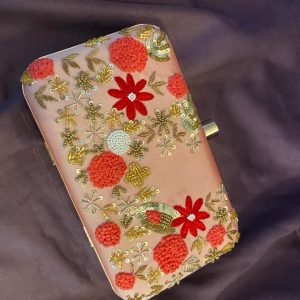 Zupppy Accessories Peach Embroidery Clutch