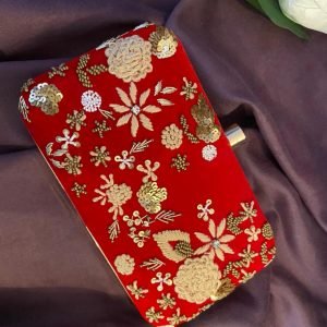 Zupppy Accessories Red Embroidery Clutch
