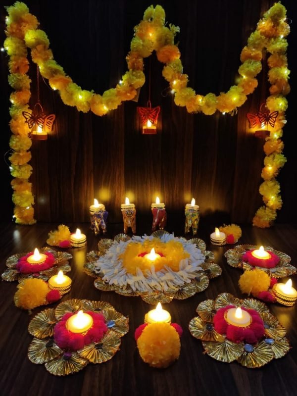 Zupppy Diyas & Candles Marigold budget diwali combo with wax candle