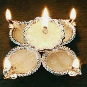 Zupppy Diyas & Candles Silver plating four in one Diya