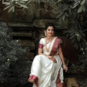 Zupppy Apparel Fashion House Beautiful, Bright and Traditional Look New Design White and Red Color Soft Lichi Silk Saree with Golden Jari and Heavy Jacquard Lace Design.