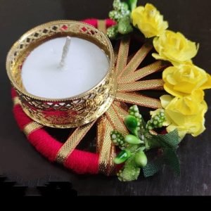 Zupppy Diyas & Candles DIY candle holder with flower