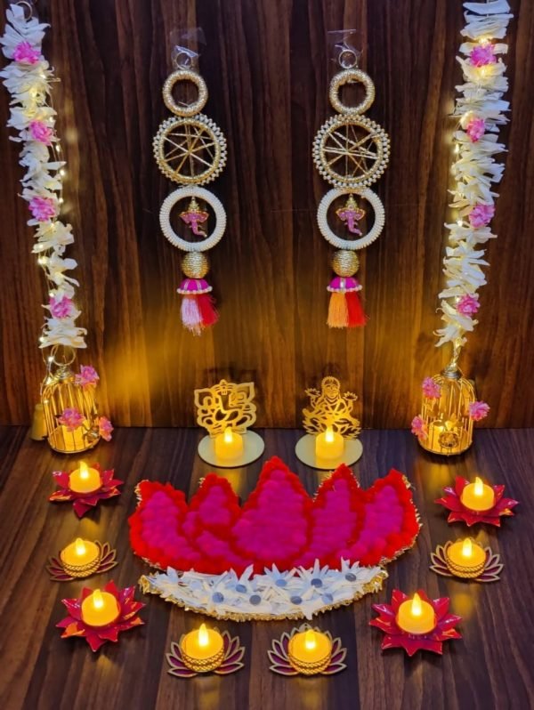 Zupppy Diyas & Candles Diwali mahalakshmi lotus combo