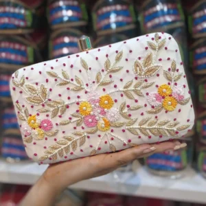 Zupppy Accessories Women’s Heavy Work Embroidery Box Clutch – Elegant Party Accessory