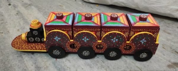 Zupppy Dry Fruits Hand painted wooden train dry fruit box