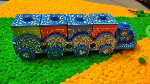 Zupppy Dry Fruits Hand painted wooden train dry fruit box