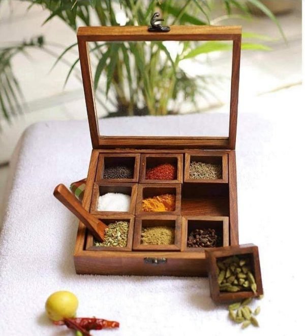 Zupppy Dry Fruits Beautiful wooden masala box 