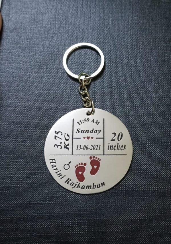 Zupppy Accessories Stainless steel baby birth keychain