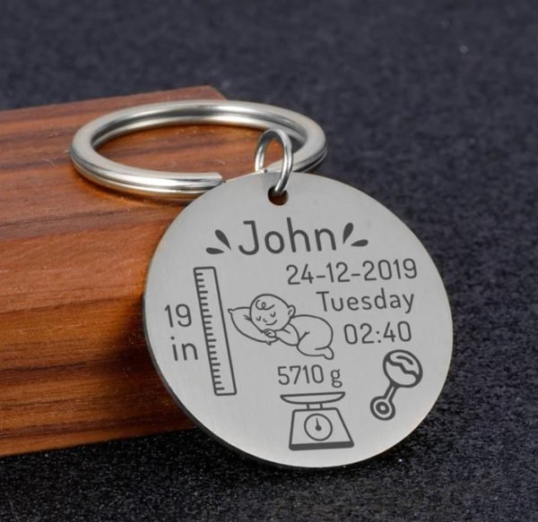 Zupppy Accessories Stainless steel baby birth keychain