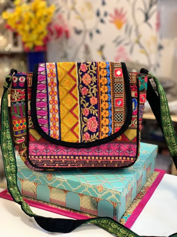 Zupppy Accessories Handcrafted Banjara Embroidered Sling Bag | Boho Style Crossbody Bag | Banjara Sling Purse