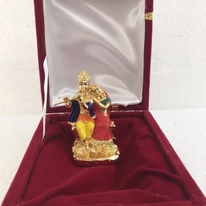 Zupppy Home Decor Silver Plated Sitting Radha Krishna In Velvet Box