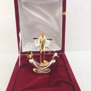 Zupppy Home Decor Gold Plated Anchor Ganesha in Velvet Box