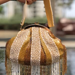 Zupppy Accessories Batua with Tassels | Shades of Gold With Embroidery Belt