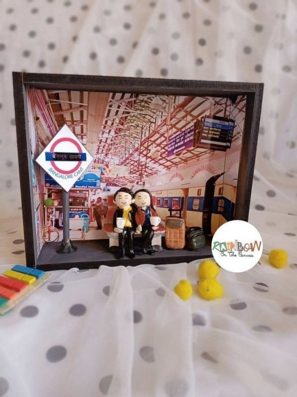 Zupppy Customized Gifts Railway station train customsied shadow box miniature