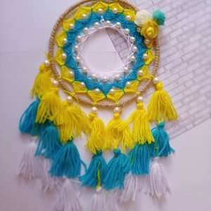 Zupppy wall hanging Ring of flowers dreamcatcher yellow and blue
