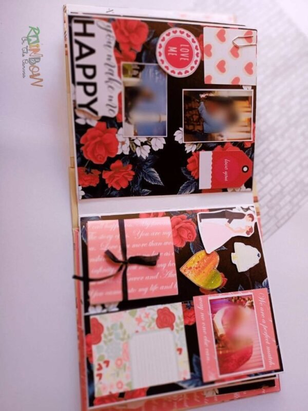 Zupppy Scrap book Red and black personalised Floral wedding anniversary scrapbook