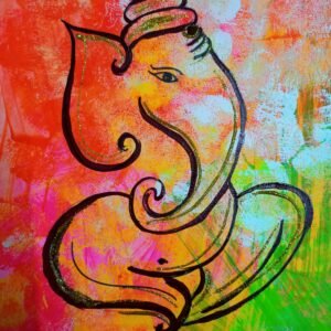 Zupppy handmade Framed Line art painting of Ganesh ji