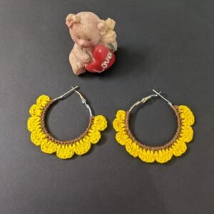 Zupppy Handmade Products Sunflower Crochet Hoop Earring