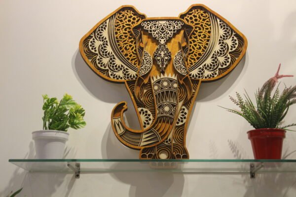 Zupppy Home Decor Wooden Elephant Mandala Art