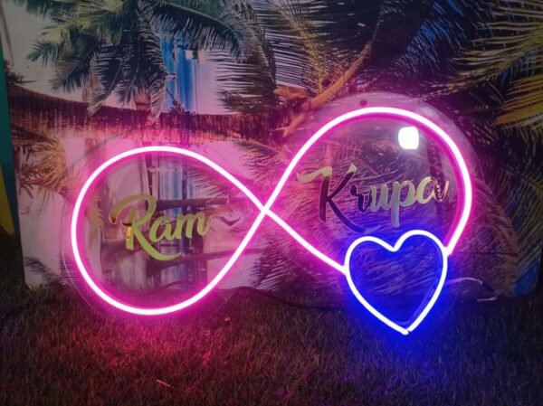 Zupppy LED Acrylic Couple name frame with neon