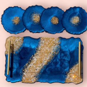 Zupppy Crockery & Utensils Glitter Blue Tray coasters set