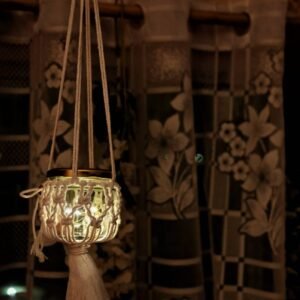 Zupppy Accessories Hanging Macrame lantern with lights